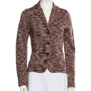 MAGASCHONI brown space dye silk‎ pointed collar two button blazer S